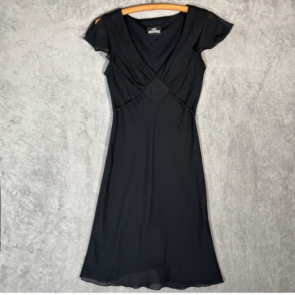 Jodi Kristopher Black Chiffon Flutter Sleeve Babydoll Midi Dress Whimisgoth S